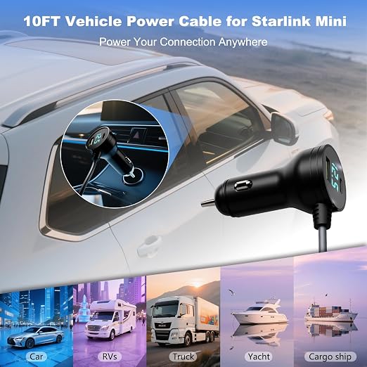 Starlink Mini Car Adapter 3M/10FT, Starlink Cable Car Charger 12V-24V, Starlink - Image 3