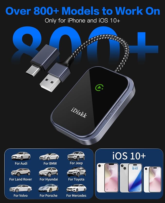 Wireless CarPlay Adapter for iPhone and iOS 10+, 2025 Upgraded No Latency - Image 3