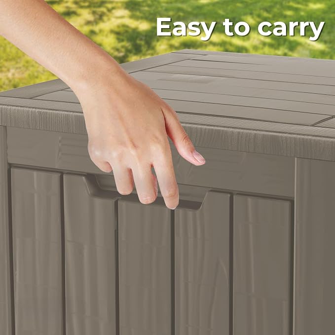 35 Gallon Resin Deck Box, Waterproof Outdoor Storage Bin - Image 6