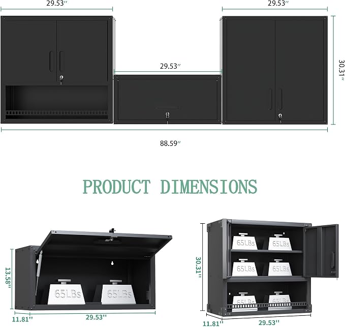 Metal Tool Cabinet, Garage Storage Cabinet System, Wall Cabinet & Locking - Image 2