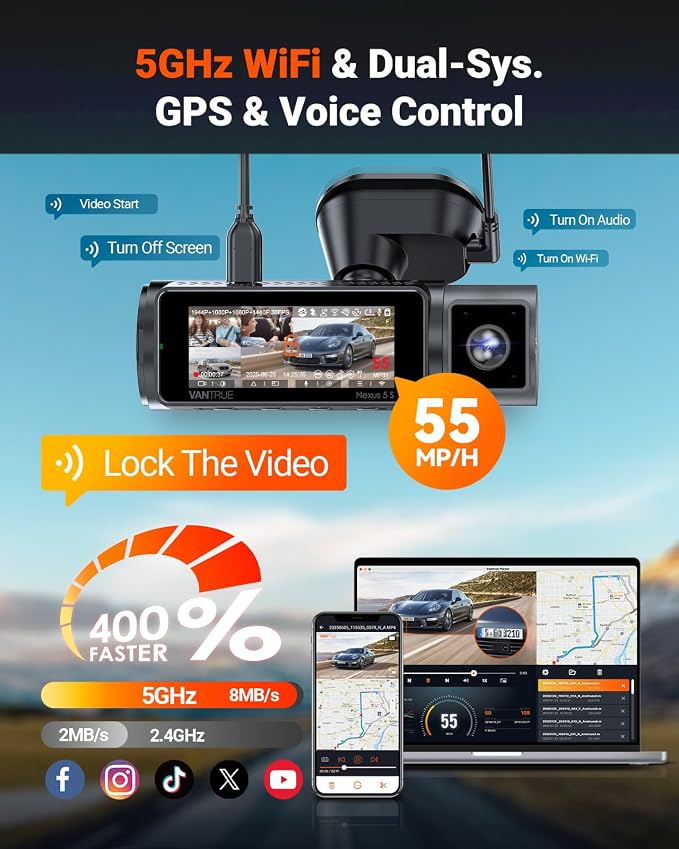 Vantrue N5S 4 Channel 360 Degree WiFi Dash Cam, STARVIS 2, IR Night Vision - Image 7