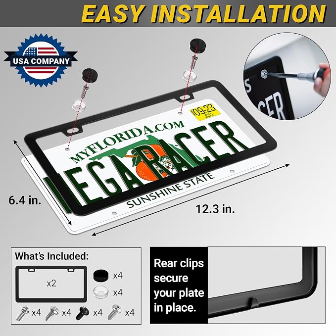 Premium Slim Matte Black License Plate Frames – 2 Pack, Rust-Free Stainless - Image 7