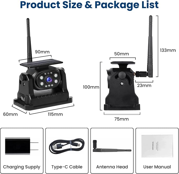Hikity Wireless Backup Camera Solar Magnetic WiFi, HD 1080P Rechargeable Rear - Image 7