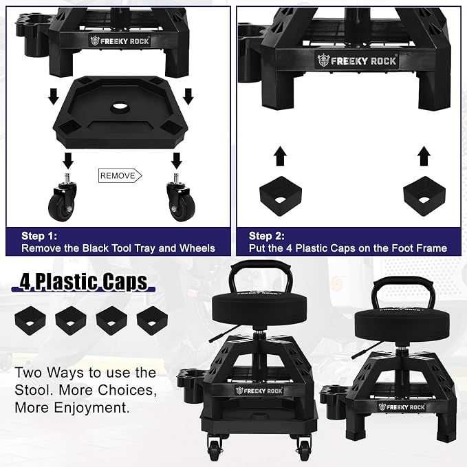 Rolling Shop Stool with Wheels, Heavy Duty Garage Work Mechanic Stool with - Image 9