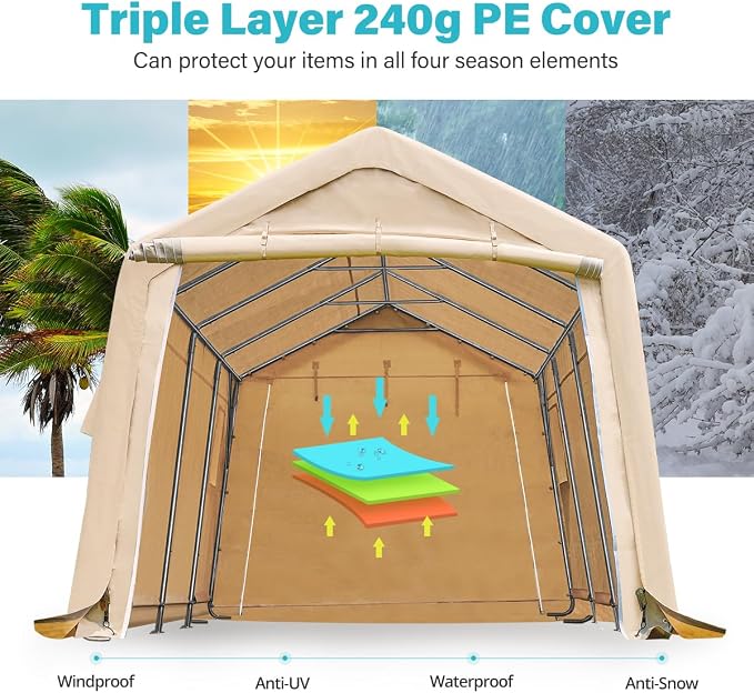 ADVANCE OUTDOOR Heavy Duty Carport 10X20 ft Outdoor Patio Portable Canopy - Image 4