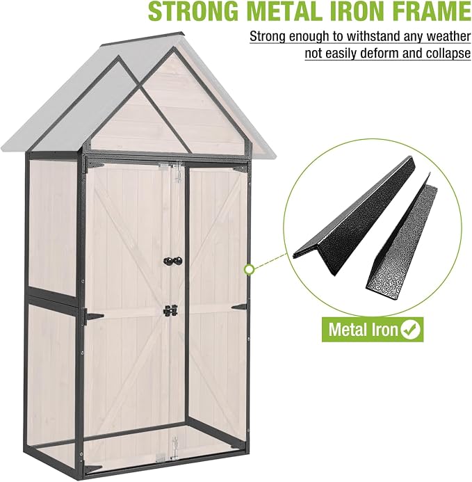 Outdoor Storage Shed Cabinet Strong Iron Frame Surrounding Garden Tool Storage - Image 2