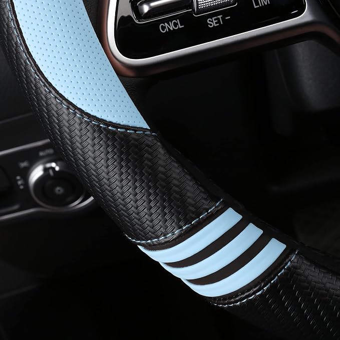 Car Steering Wheel Covers for Women Padded Carbon Fiber PU Leather Cute Auto - Image 4