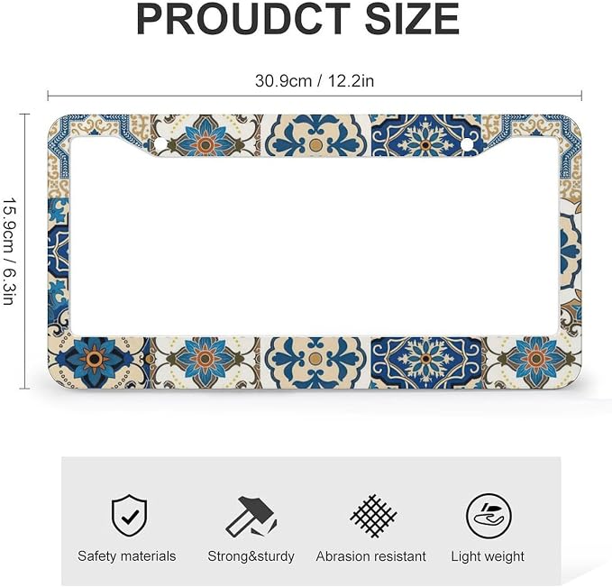 Boho Mexican Tile License Plate Frames - Image 2