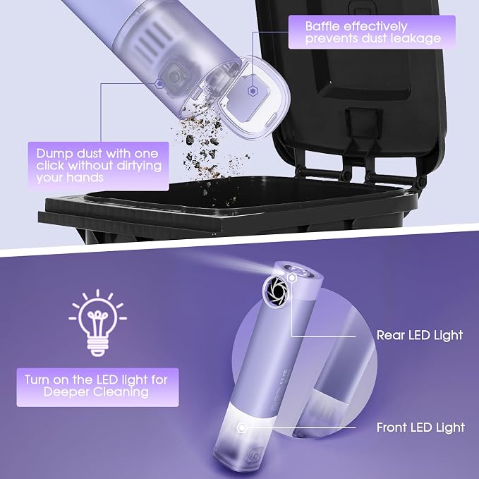 VSGO Cordless Car Vacuum, Compressed Electric Air Duster 17000Pa Suction - Image 7