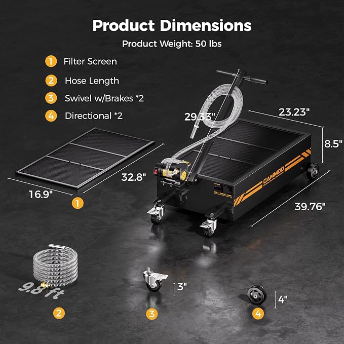 25 Gal Electric Oil Drain Pan, 110V High-Flow Pump, 9.8 FT Hose, 200 W Motor - Image 9