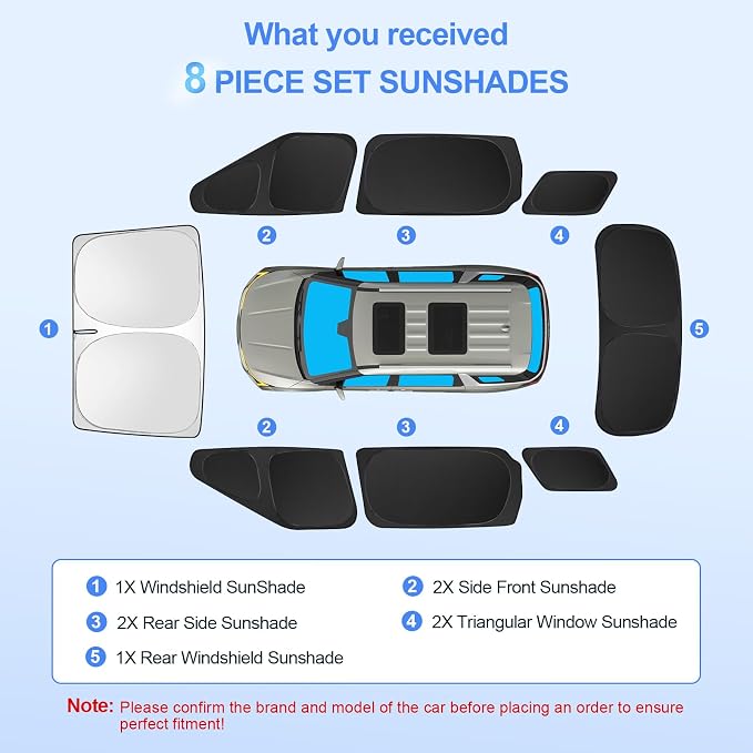 8pcs Car Window Shades for Kia Carnival 2022-2025 Accessories, Windshield Side - Image 7