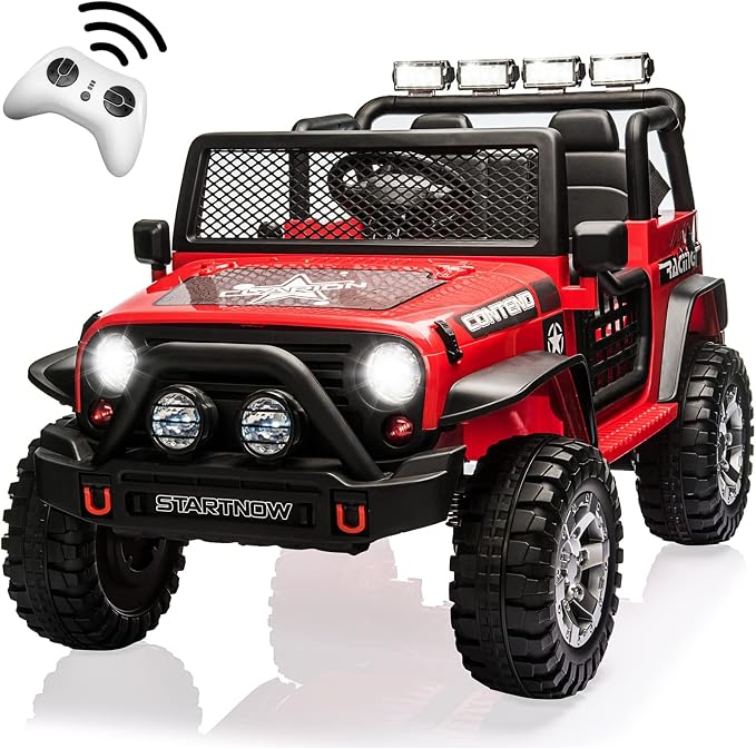 2-Seater Kids Ride on Truck Car, 12V Battery Powered Electric Vehicle by HOMFAMILIA