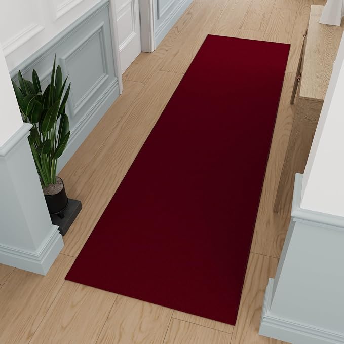 Ottomanson Hallway Runner Rug 1'10" x 12' Non Slip Solid Area Rugs Easy to by Ottomanson