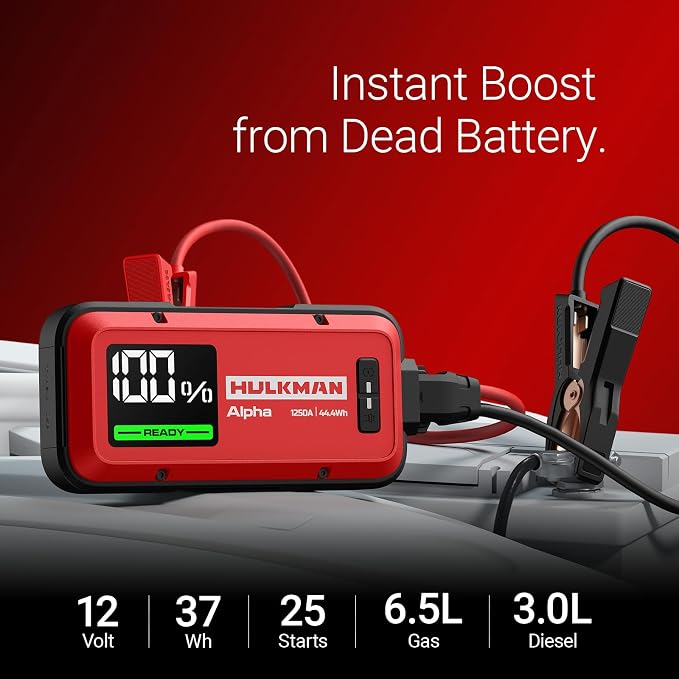 Hulkman Alpha, Ultra Red, 1000A 37Wh Battery Jumper Starter Portable, 12V - Image 2