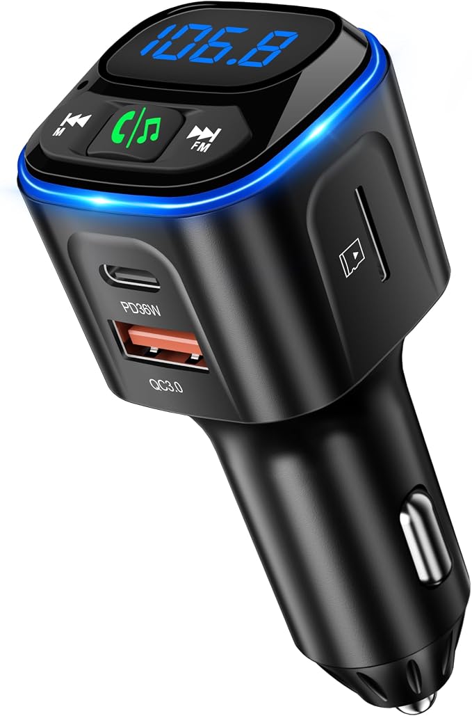 Bluetooth 5.3 FM Transmitter Car Adapter Wireless Radio Adapter HiFi Bass Sound by SONRU