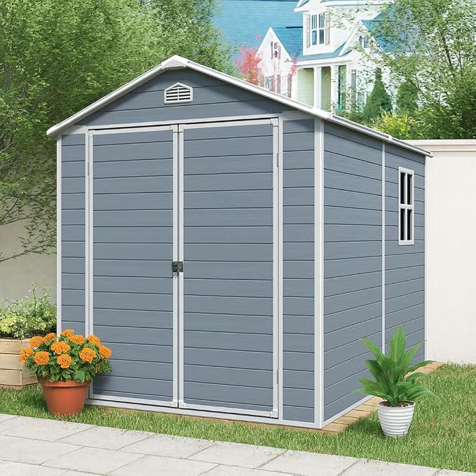 6x8 FT Outdoor Storage Shed, Resin Garden Shed by BNSPLY