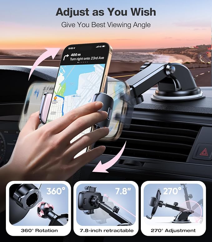 TORRAS Pink Phone Holders for Your Car【True Military-Grade & Strongest Suction】 - Image 5
