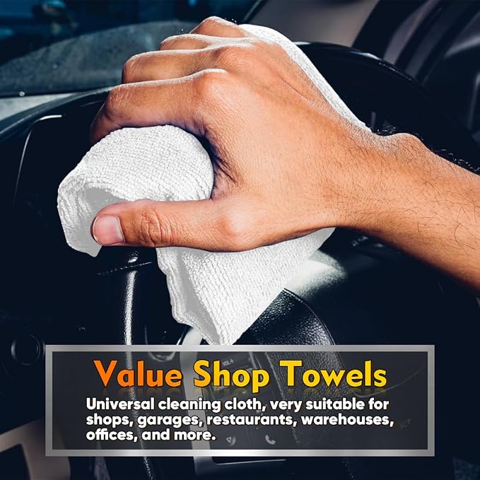 HOMEXCEL White Shop Towels 100 Pack, Reusable Microfiber Towels - Image 3