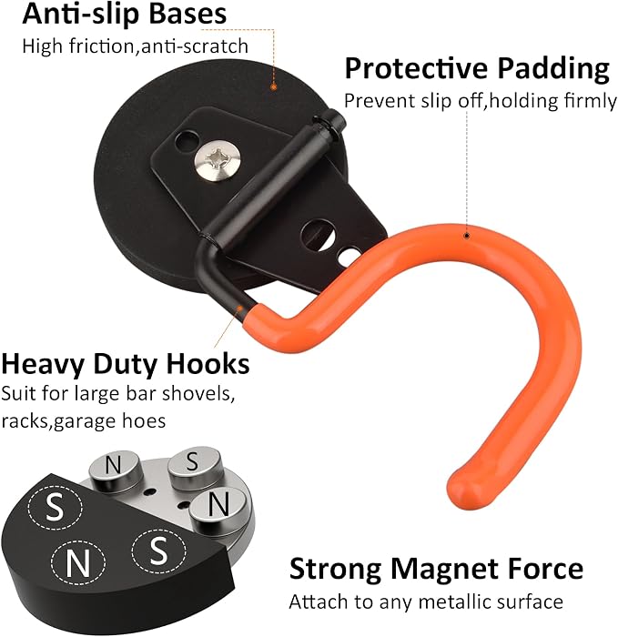 MUTUACTOR Magnetic Broom Holder, Non-Slip Garage Storage Hooks Heavy Duty - Image 3