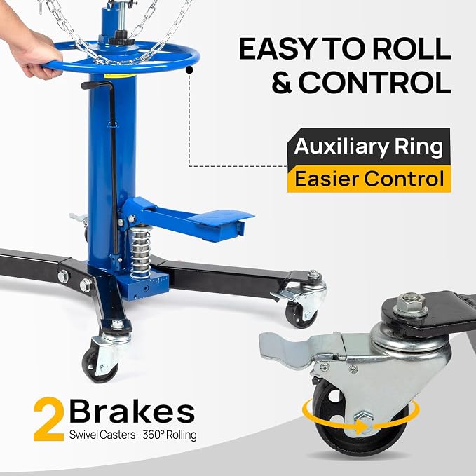 TUFFIOM Transmission Jack, 1100 lbs 1/2Ton Hydraulic 2-Stage High Lift Vertical - Image 3