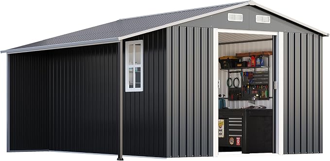 AMERLIFE 10.6x10.3x6.3 FT Galvanized Metal Storage Shed - Image 8