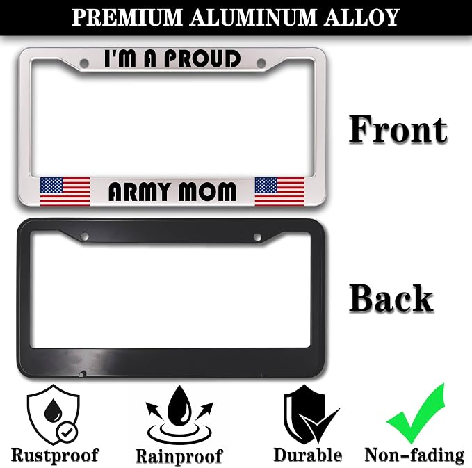 License Plate Frame Holder Black and White License Plate Frames I’m a Proud - Image 3