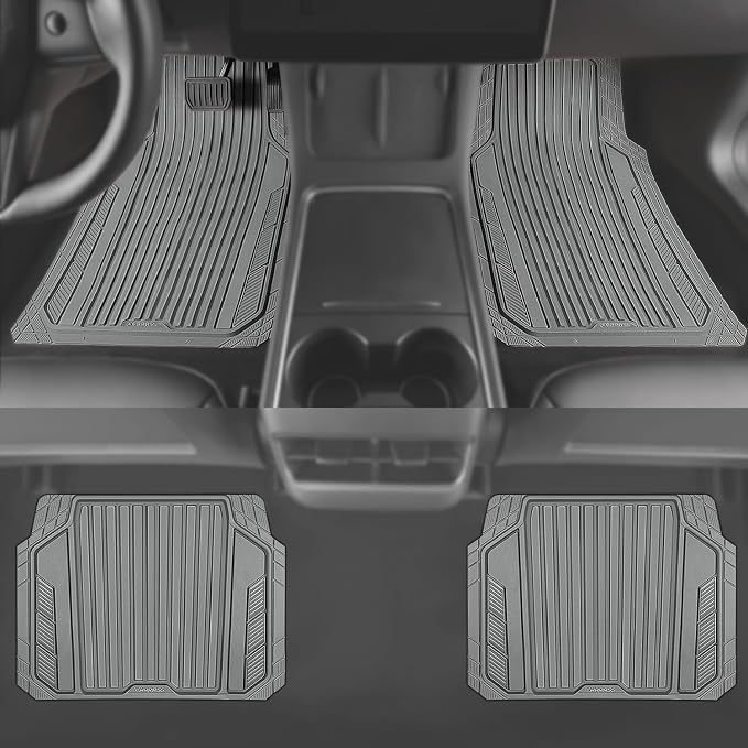 CAR PASS Heavy Duty Sporty Rubber Car Mats, Deep Dish All Weather Car Floor - Image 5