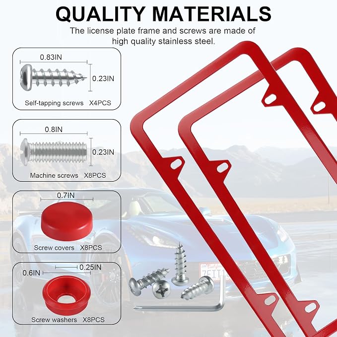 LivTee 4 Holes Stainless Steel License Plate Frames, Automotive Exterior - Image 4