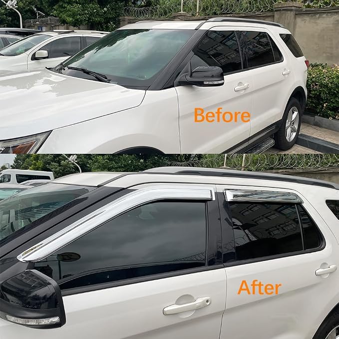 Chrome Side Window Visor Wind Vent Deflector fit - Image 2
