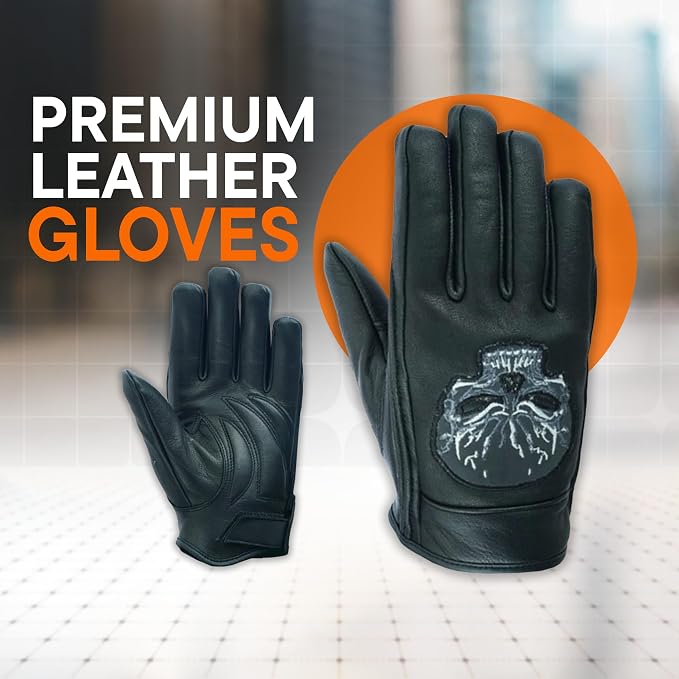 Daniel Smart Men's Motorcycle Leather Gloves - Image 5