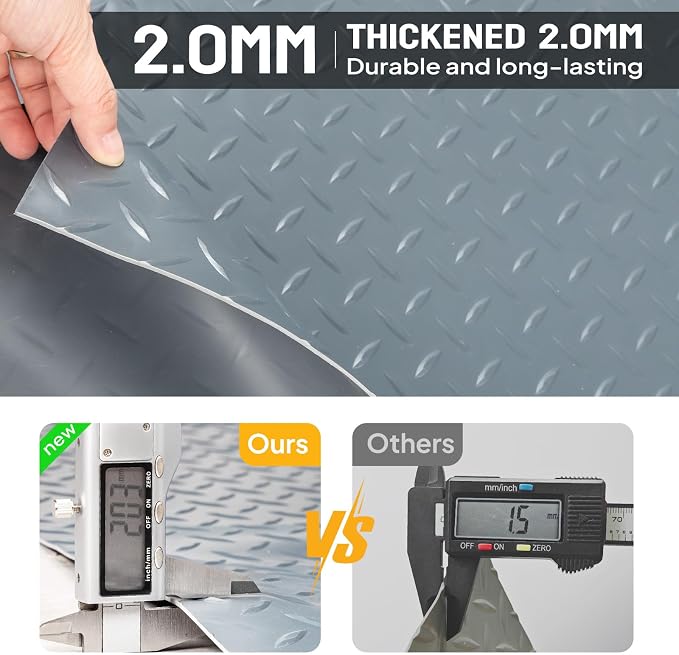 TUFFIOM 7'87'' x 22 FT Garage Floor Mat, Thickened Diamond Plate PVC Garage - Image 7