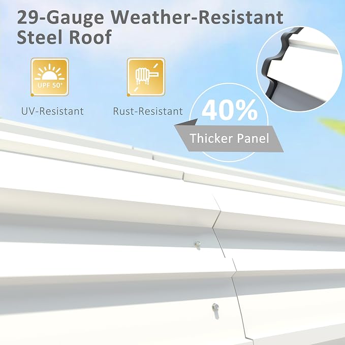 12x20 FT Outdoor Carport with Metal Roof, Heavy Duty Metal Carport Canopy - Image 6