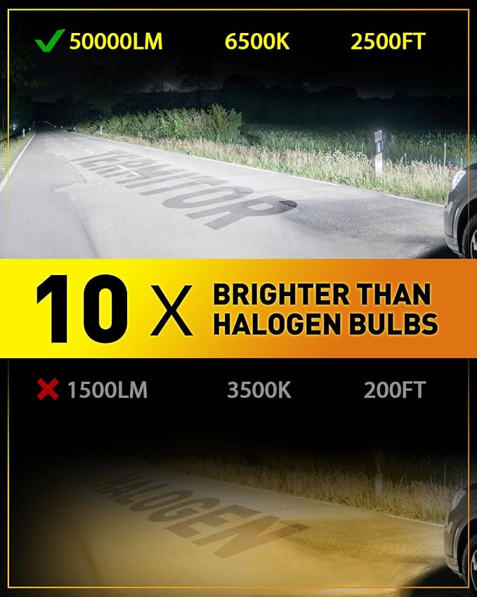 9005 9006 Light Bulbs Combo, 000LM 10X Super Bright HB3 HB4 Fog Lights 6500K - Image 2