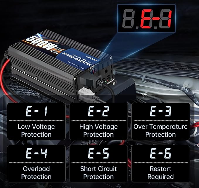 LVYUAN 500 Watt Pure Sine Wave Power Inverter 24V to 110V/120V DC to AC - Image 7