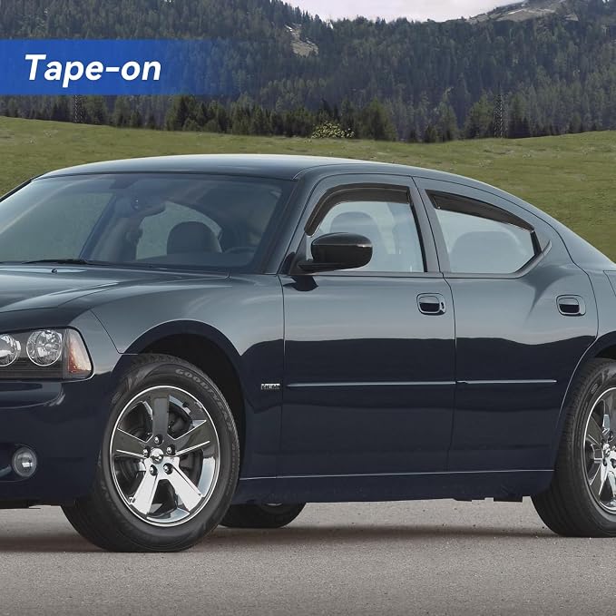 Window Visors Rain Guards for 2006 2007 2008 2009 2010 Dodge Charger, - Image 3