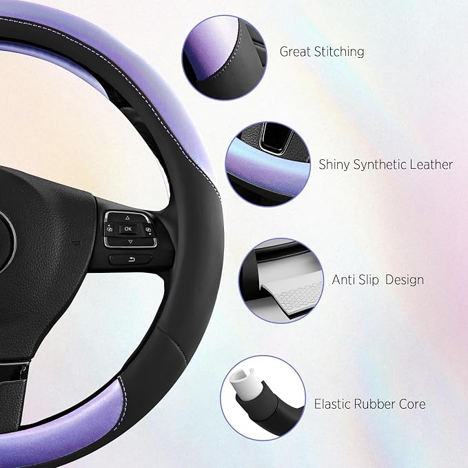 Road Comforts Steering Wheel Cover – Breathable Leather Steering Wheel Cover - Image 5
