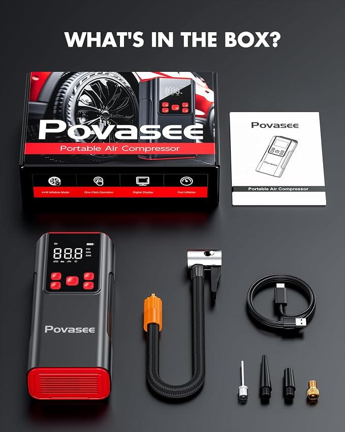 Tire Inflator Portable Air Compressor Povasee 150PSI Portable Air Pump - Image 7