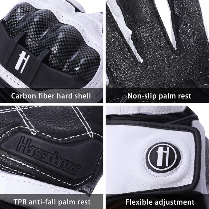 Harssidanzar Leather Motorcycle Gloves - Image 2