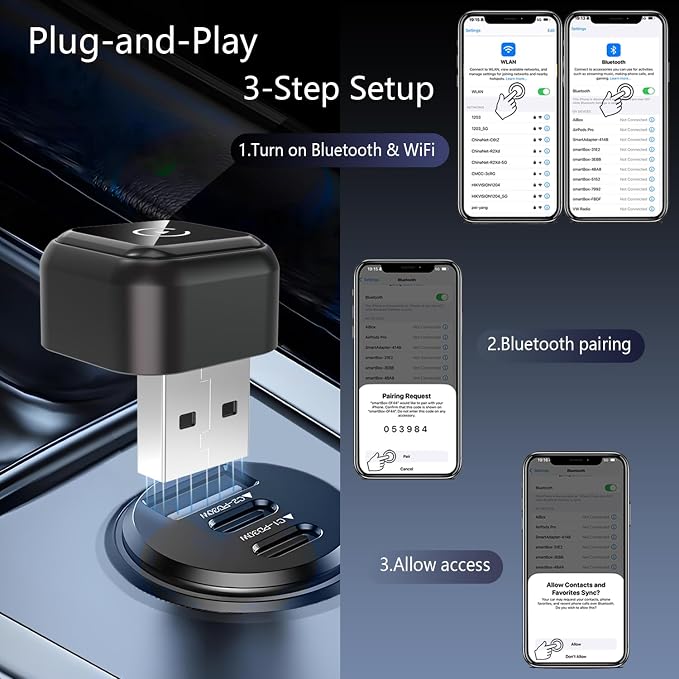 Wireless Carplay Adapter for Apple iPhone & Android Auto Wireless Adapter 2 in 1 - Image 4