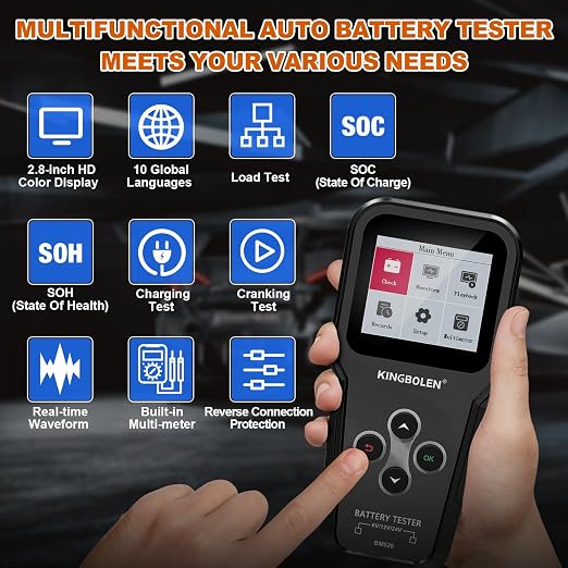 KINGBOLEN BM520 6V 12V 24V Car Battery Tester, 100-2000 CCA Automotive Load - Image 5