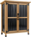 Outdoor Storage Cabinet Wood & Metal Small Storage Shed Waterproof Roof by Ketive