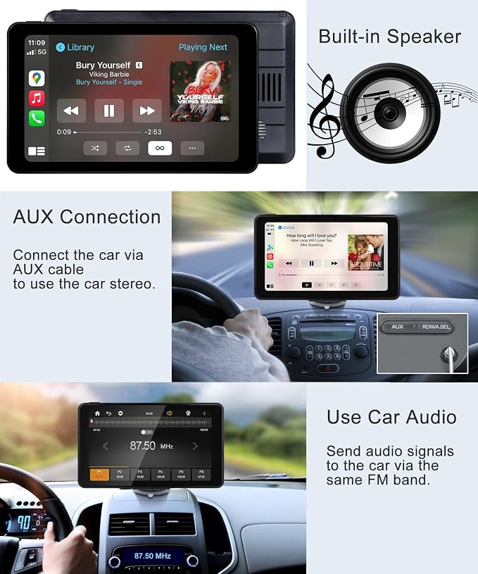 Compatible Wireless Apple CarPlay Android Auto Screen fo Car, GPS Navigation - Image 7