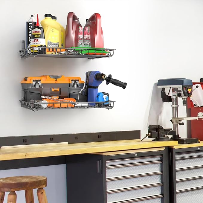 TORACK 2-Pack 12x18 Inch Wall-Mounted Shelves, Garage Wall Shelf - Image 5