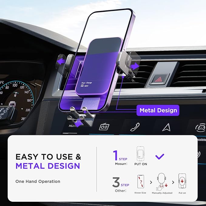 Wireless Car Charger, 【7 Colored RGB Backlit】 Mosurr 15W Auto Clamping Phone - Image 5