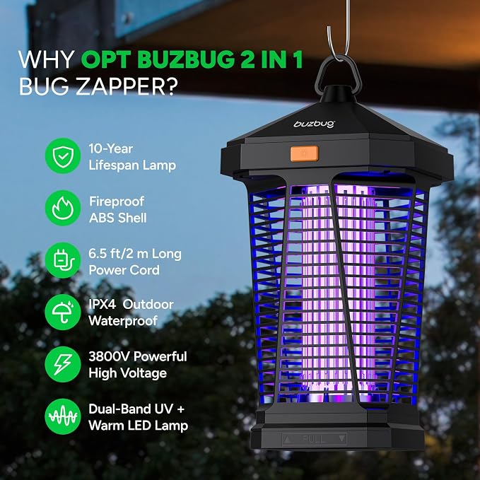 Buzbug LED Bug Zapper Outdoor and Lighting, 10 Years Lifespan, IPX4 Waterproof - Image 2