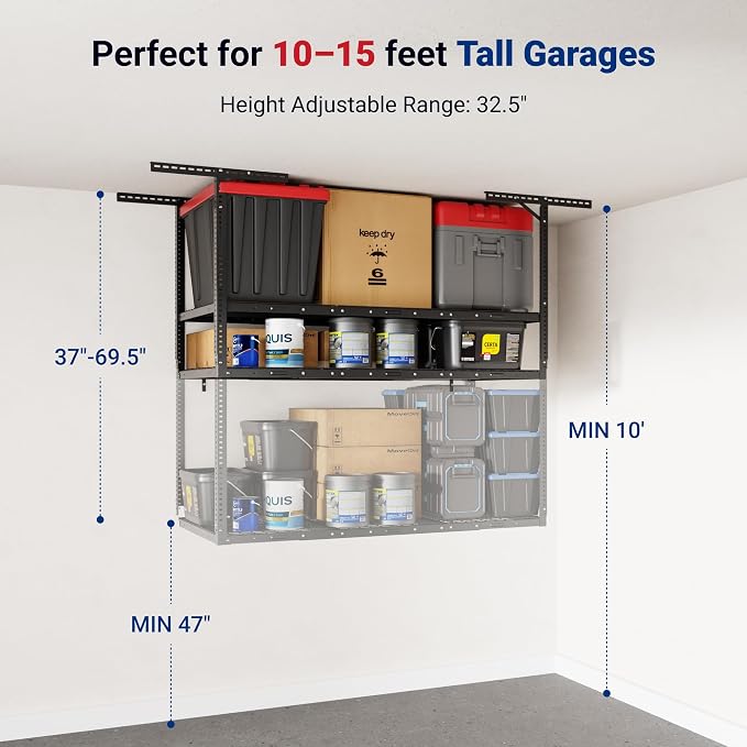 FLEXIMOUNTS 3x6 2-Tier Overhead Garage Storage Rack – Adjustable Heavy Duty - Image 2