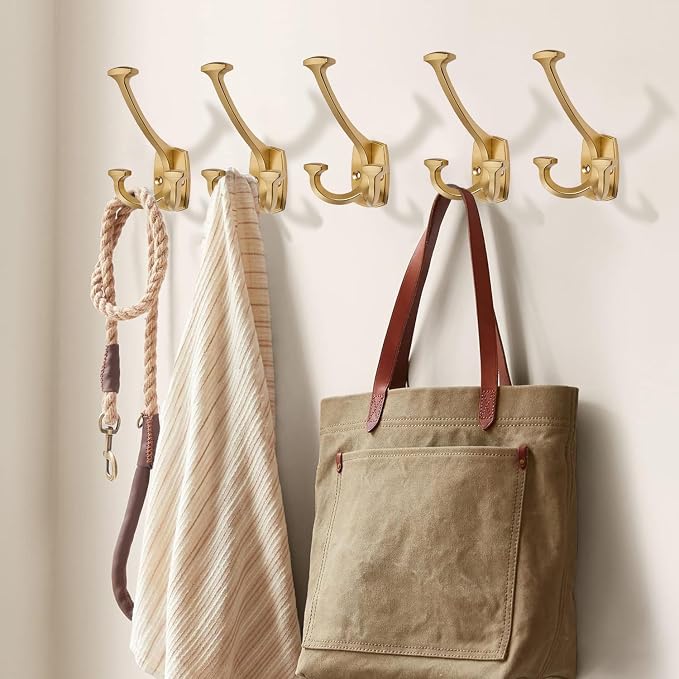 Large Wall Double-Sided Hook 5 Pack Gold Hook Decorative Heavy Duty Solid Large - Image 5