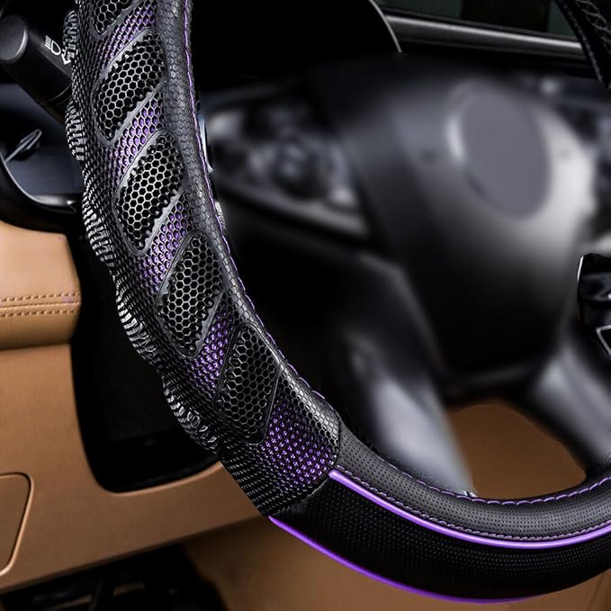 Flying Banner car Steering Wheel Cover Faux Leather Massage Universal fit 3D - Image 3