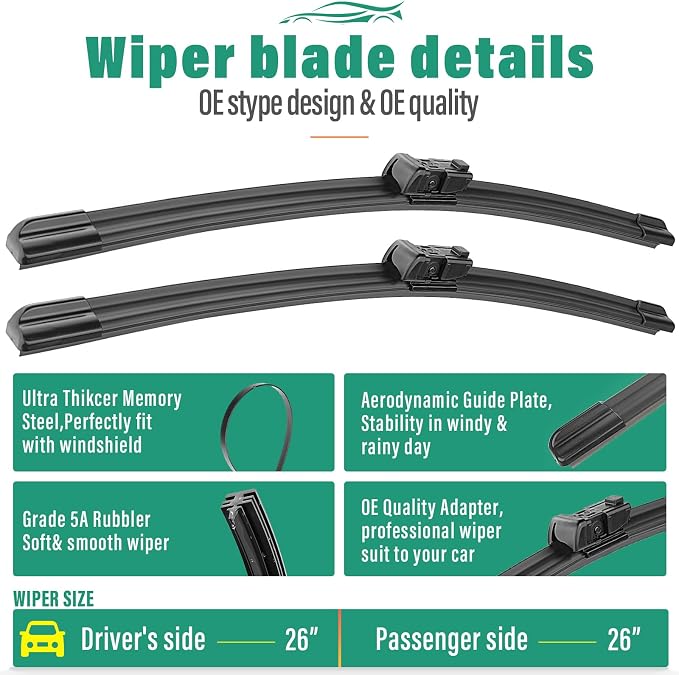 26" 26" 12" Windshield Wiper Blades Replacement - Image 3