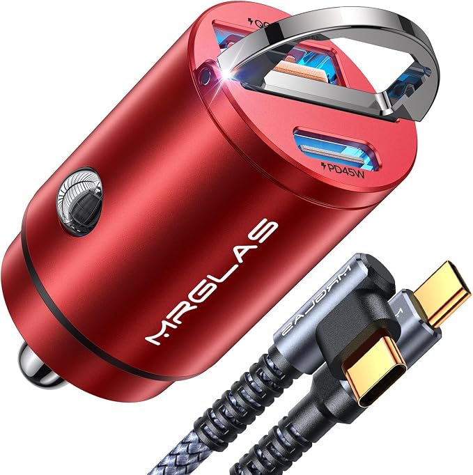 MRGLAS 90W USB C Car Charger Fast Charge, PD45W & QC45W, Flush Fit, Extra 3.3ft by MRGLAS